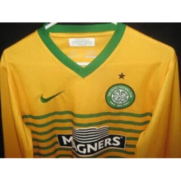 Vintage Nike Celtic FC Carling Scotland Soccer Football Jersey Small Yellow - Picture 2 of 4